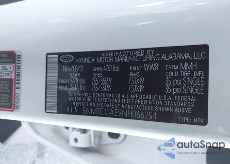 2022 Hyundai Tucson Sel from USA, damaged, VIN 5NMJCCAE9NH066254